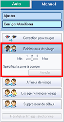 figure : fonction Éclaircisseur de visage de l'onglet Manuel