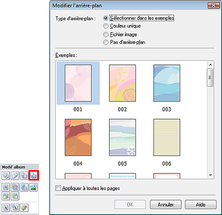 figure : boîte de dialogue Modifier l’arrière-plan