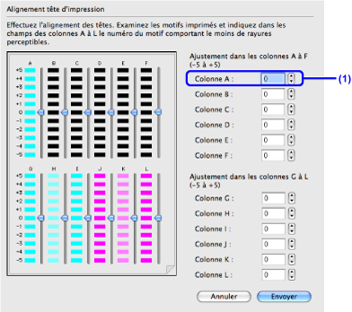 figure : boîte de dialogue Alignement tête d'impression