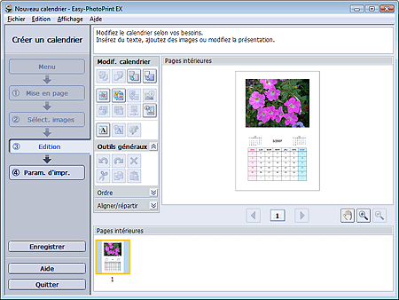 figure : écran Edition pour Calendrier