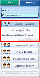 figure : fonction Correction yeux rouges de l'onglet Manuel