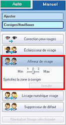 figure: fonction Affineur de visage de l'onglet Manuel