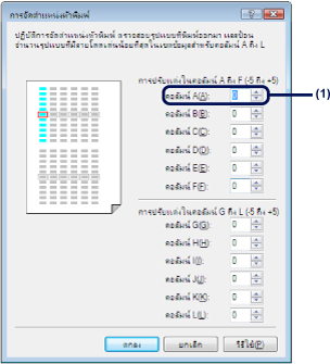 ภาพ: ไดอะลอกบ็อกซ์การจัดตำแหน่งหัวพิมพ์